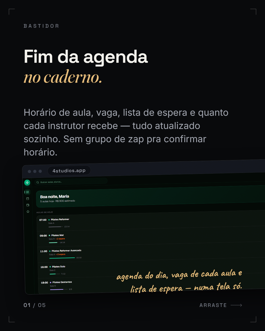 negação + reconceituação ("Fim da agenda *no caderno.*")