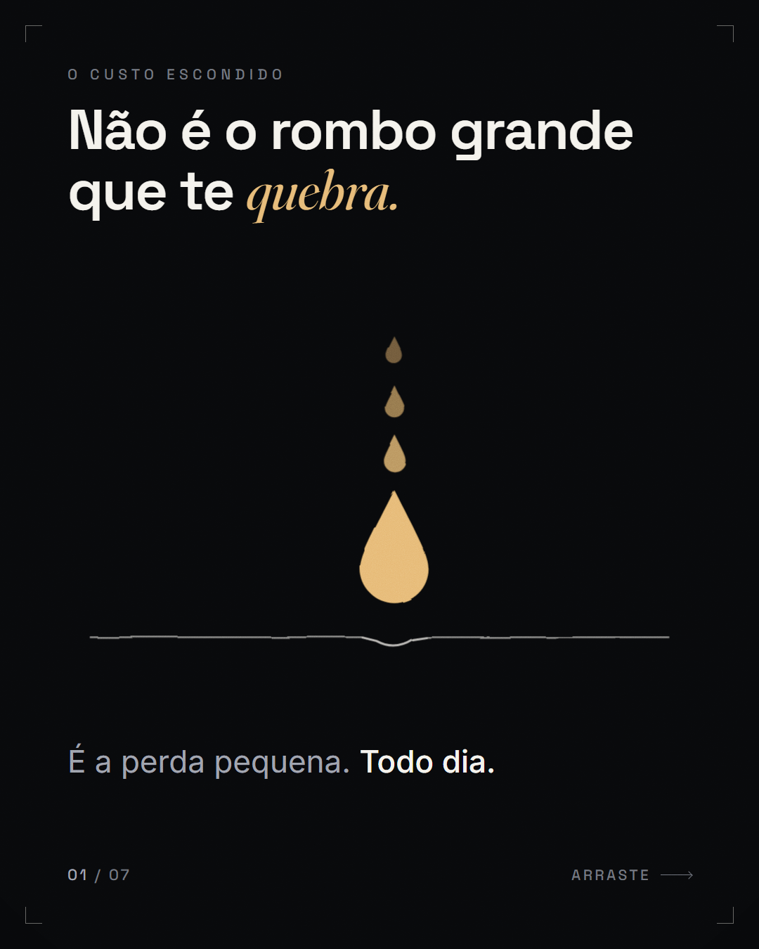 afirmação + veredito ("Não é o rombo grande que te *quebra.*")